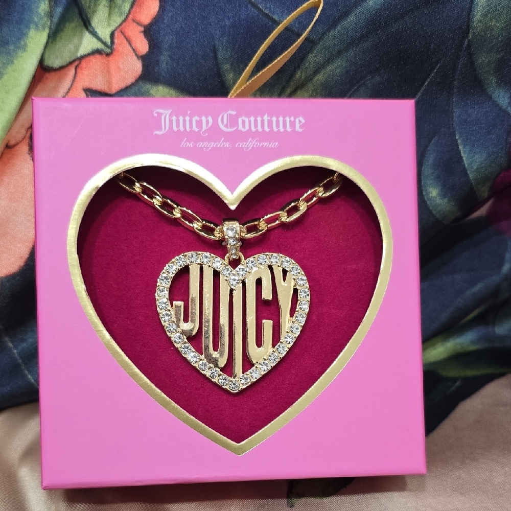 Juicy Couture Gold Heart Necklace with Sparkling Accents